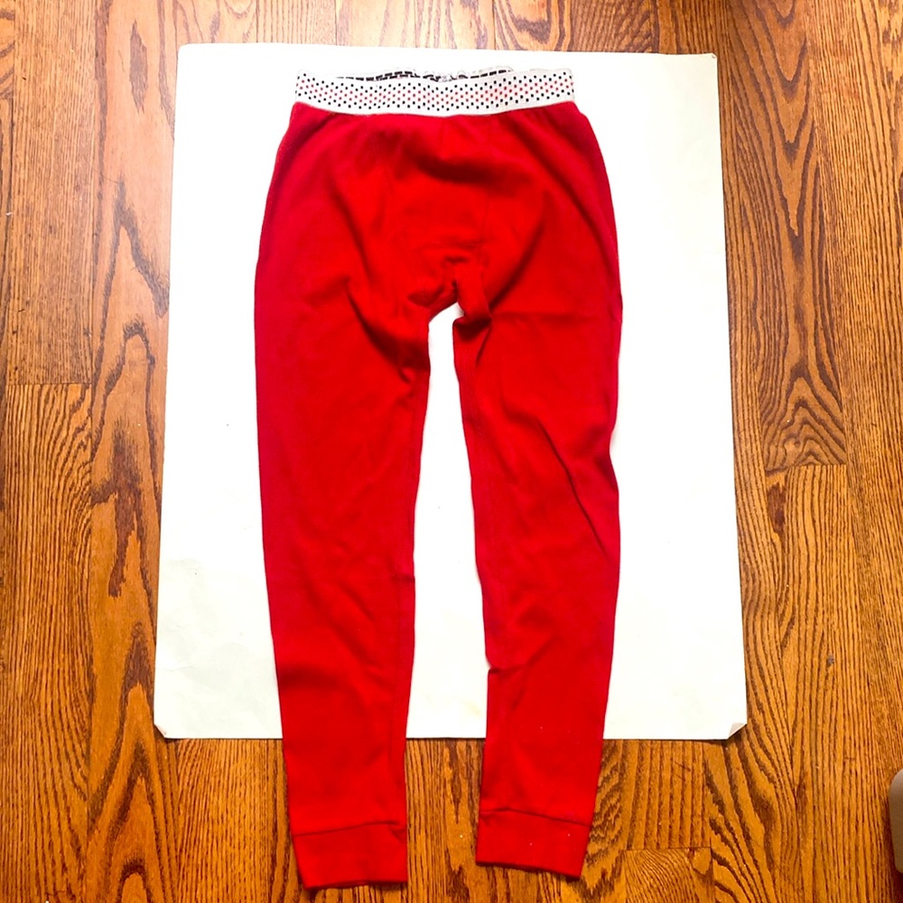 Red Thermal Leggings Long Johns with Polka Dot Waistband
